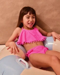 Crossback Frill Bikini Set Pink
