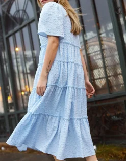 Crās Clarette Bow Midi Dress Blue