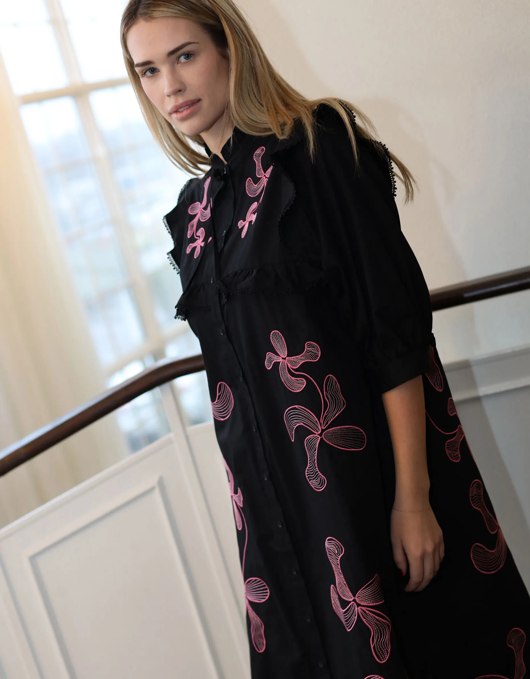 Crās Cody Ruffle Midi Dress Black