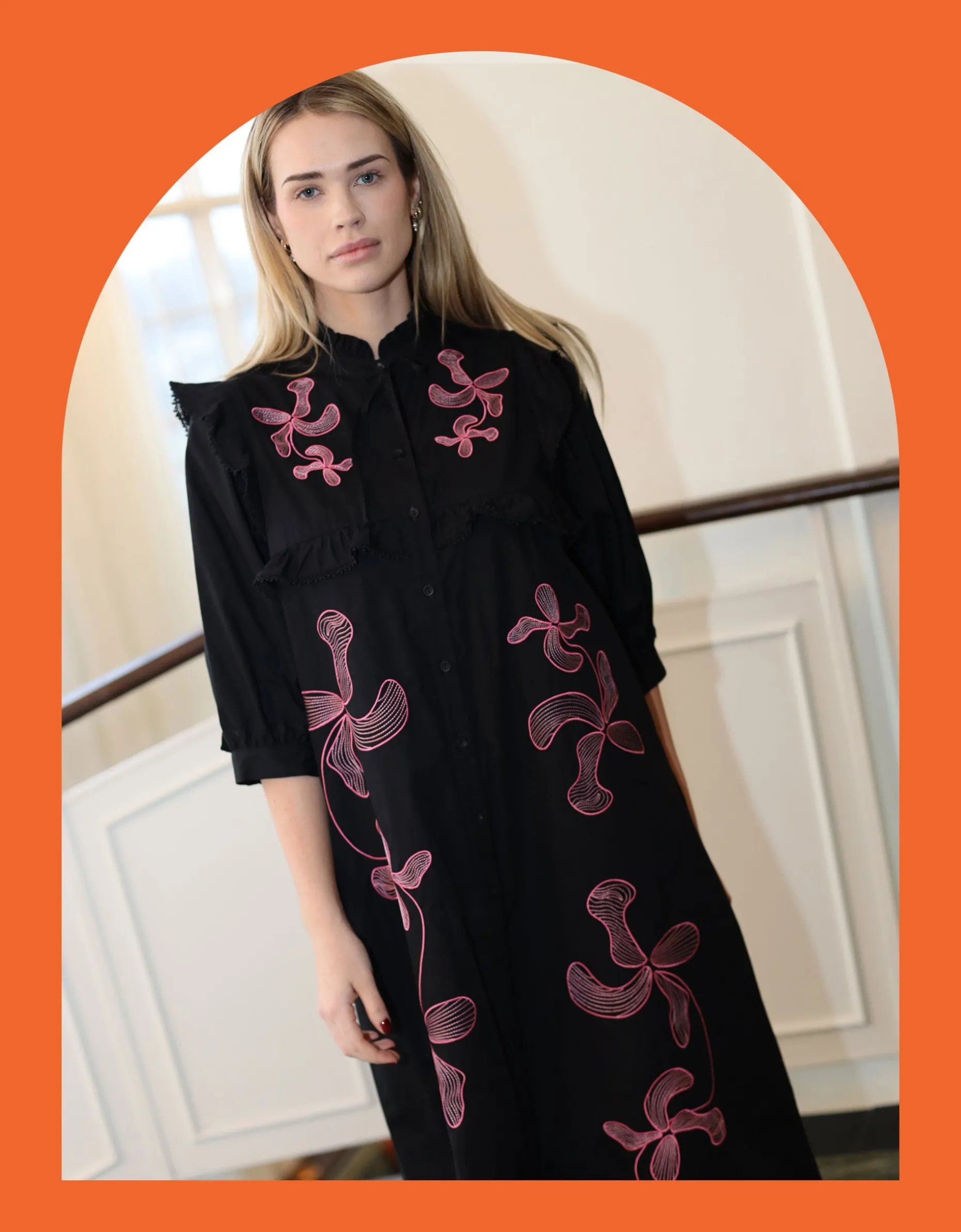 Crās Cody Ruffle Midi Dress Black