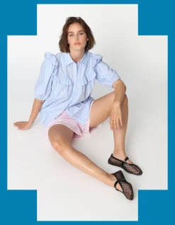 Crās Ellen Ruffle Shirt Blue