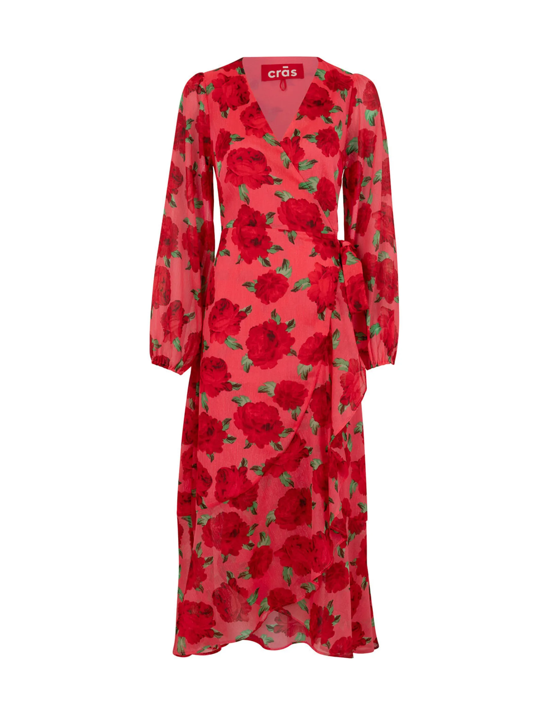 Crās Floral Wrap Dress Red