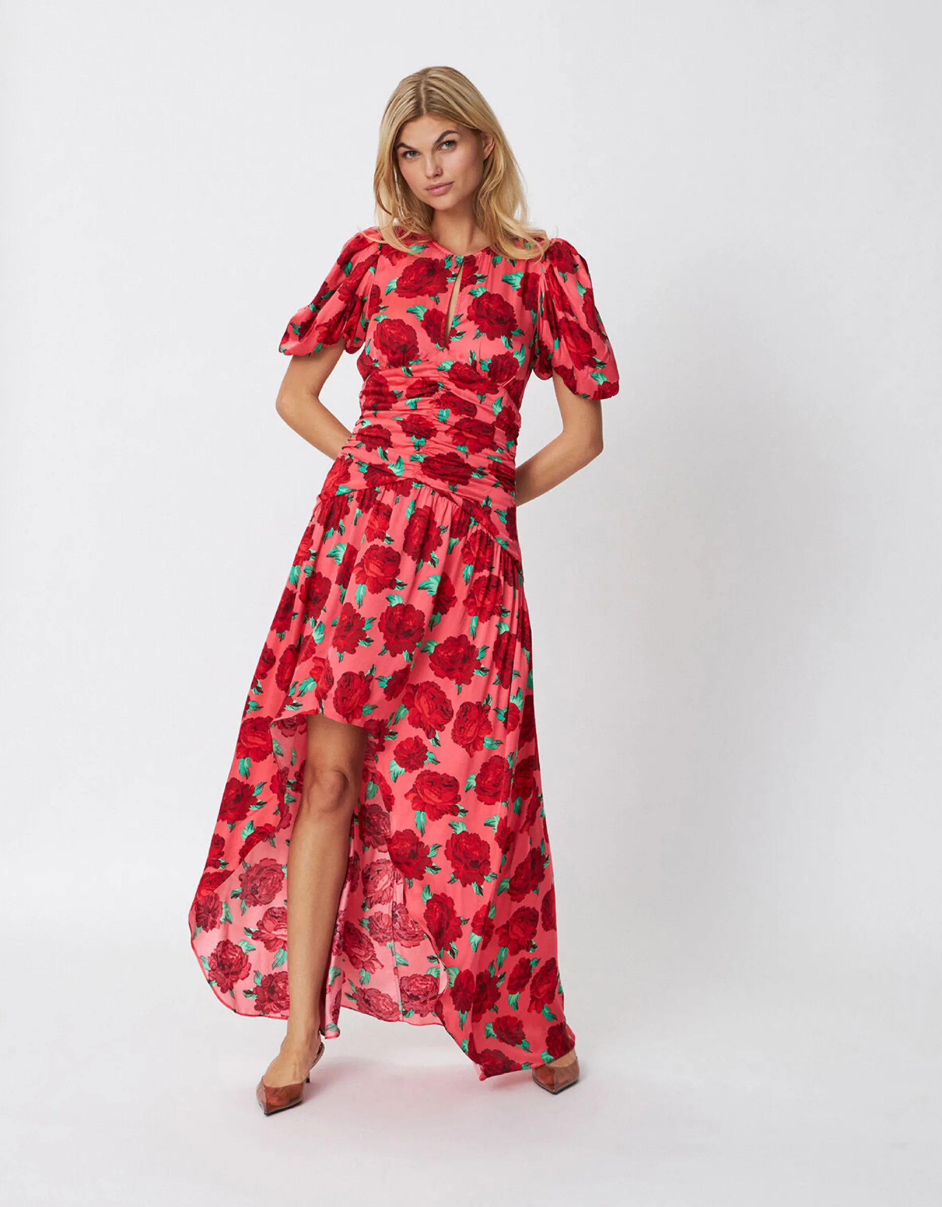 Crās Floral Wrap Dress Red