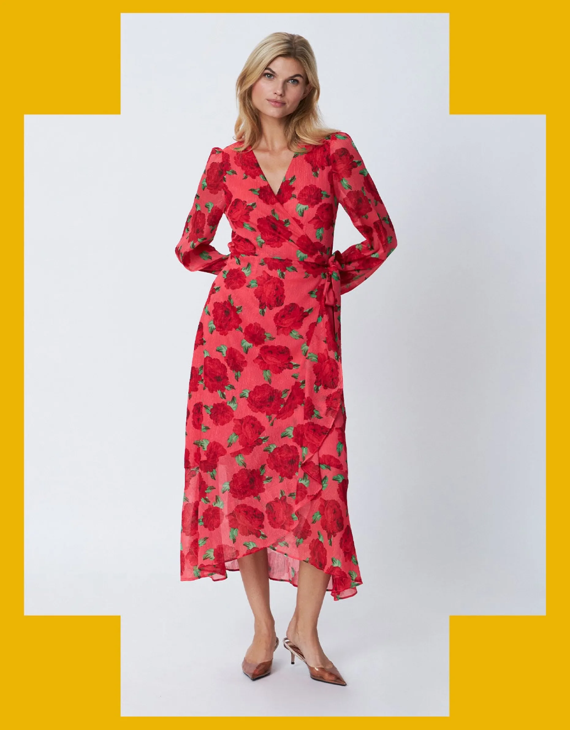 Crās Floral Wrap Dress Red