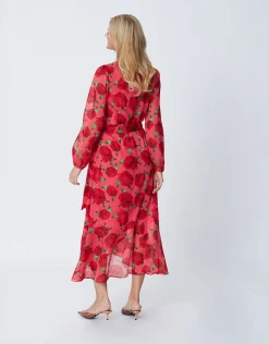 Crās Floral Wrap Dress Red
