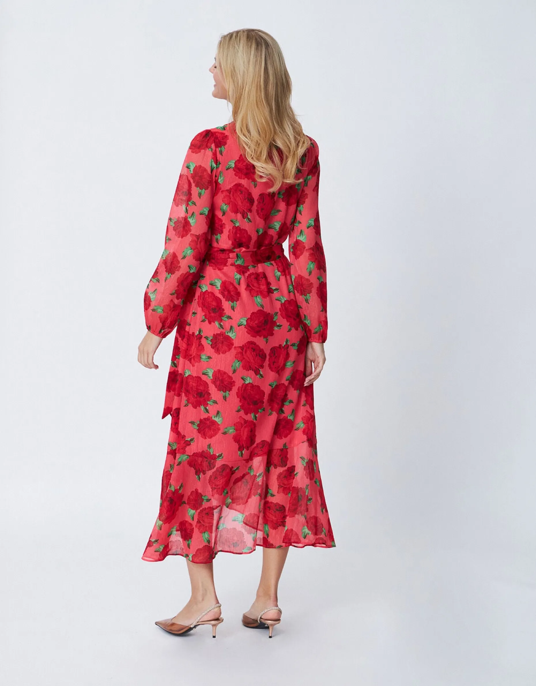 Crās Floral Wrap Dress Red