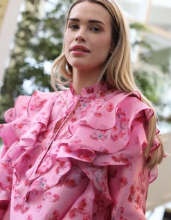Crās Sylvia Rose Ruffle Blouse Pink