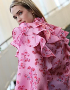 Crās Sylvia Rose Ruffle Blouse Pink
