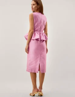 Dahlia Peplum Midi Dress Purple