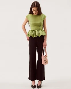 Dahlia Sleeveless Peplum Top Green