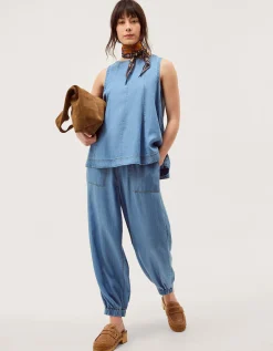 Daria Swing Chambray Tank Top Blue
