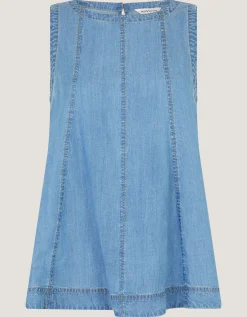 Daria Swing Chambray Tank Top Blue
