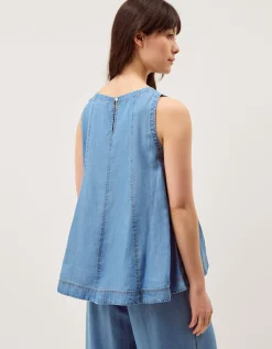 Daria Swing Chambray Tank Top Blue
