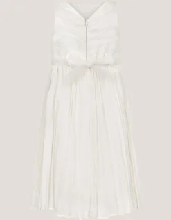 Delores Applique Floral Pleat Dress Ivory