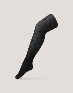 30 Denier Semi-Sheer Bow Tights Black