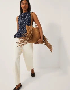 Deniz Sleeveless Smocked Floral Top Blue