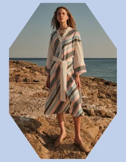 Devotion Twins Alivora Chevron Stripe Midi Dress Multi
