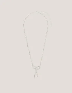 Diamanté Bow Necklace