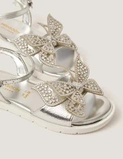 Diamanté Butterfly Sandals Silver