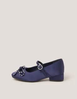 Diamante Bow Ballet Heels Blue
