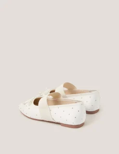 Diamante Elastic Ballet Flats Ivory