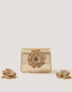 Diamanté Flower Bag & Hair Clips Set