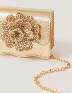 Diamanté Flower Metallic Bag