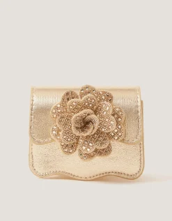 Diamanté Flower Metallic Bag