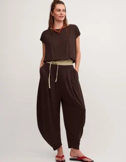Dilly Short Sleeve Jersey Jumpsuit Brown