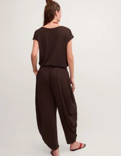 Dilly Short Sleeve Jersey Jumpsuit Brown