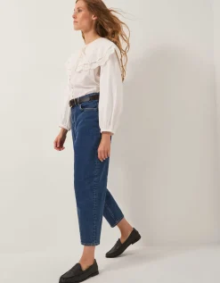 Dina Darted Barrel Jeans Blue