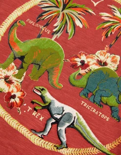 Dinosaur Graphic Cotton T-Shirt Red