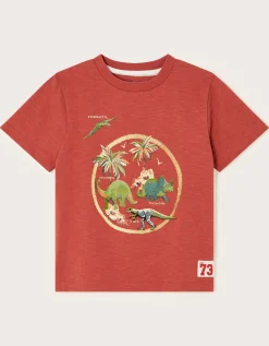 Dinosaur Graphic Cotton T-Shirt Red