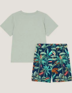 Dinosaur Print T-Shirt & Shorts Set Green