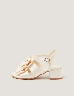 Double Bow Heeled Sandals Ivory