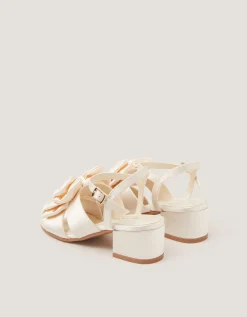 Double Bow Heeled Sandals Ivory