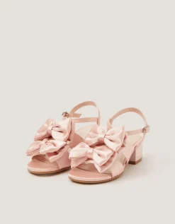 Double Bow Heeled Sandals Pink