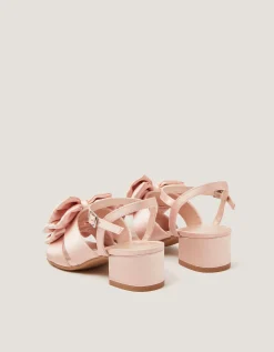 Double Bow Heeled Sandals Pink