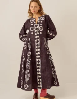 East Aimi Hand-Batik Cotton Dress Blue
