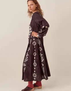East Aimi Hand-Batik Cotton Dress Blue