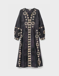 East Aimi Hand-Batik Cotton Dress Blue