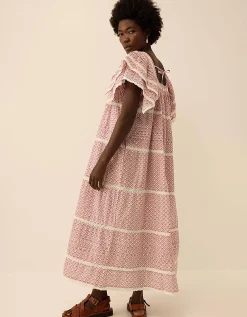 East Alina Printed Floral Lace Insert Dress Pink