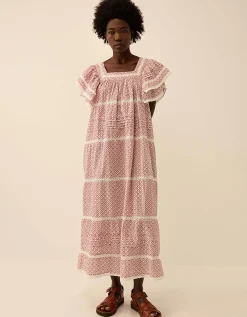East Alina Printed Floral Lace Insert Dress Pink