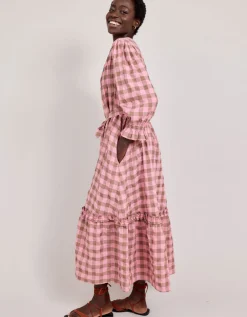 East Alyessia Woven Gingham Midi Dress Multi