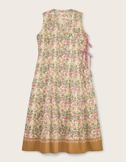 East Aurelie Hand-Woodblock Botanical Print Dress Multi