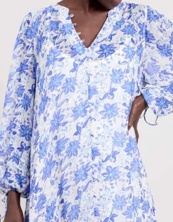East Becca Floral Georgette Dress Blue