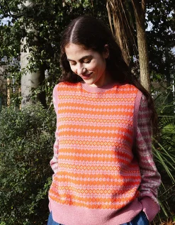 East Becky Alpaca and Cashmere Fairisle Jumper Pink