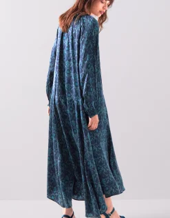 East Bridget Printed Satin Midi Dress Teal