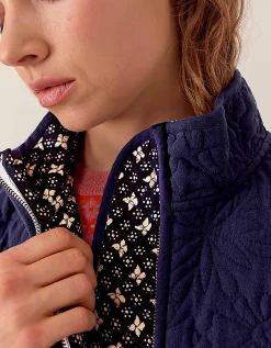 East Celine Lightly Quilted Floral Stitch Jacket Blue