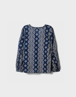 East Celine Printed Cotton Top Blue